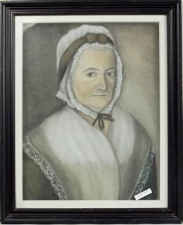 Appraisal: American Folk Art Portrait Of Lady P P American Folk