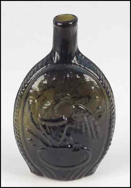 Appraisal: HISTORICAL BLOWN MOLDED GLAS FLASK WITH EAGLE AND STARS American