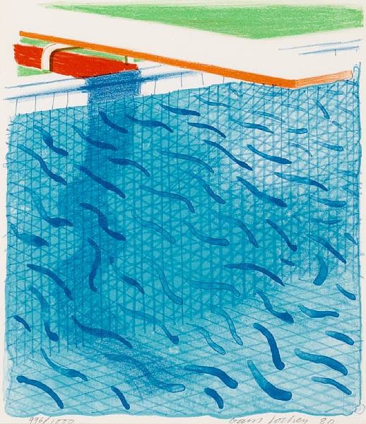 Appraisal: David Hockney British born Pool made with paper and blue