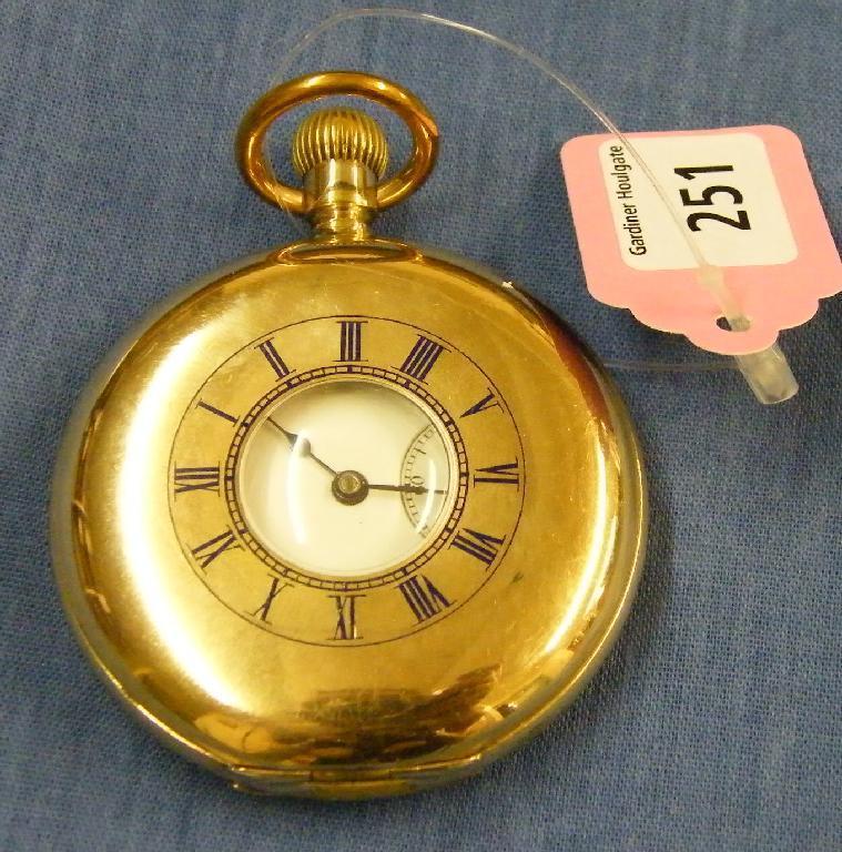 Appraisal: American Waltham lever ct gold plated half hunter pocket watch