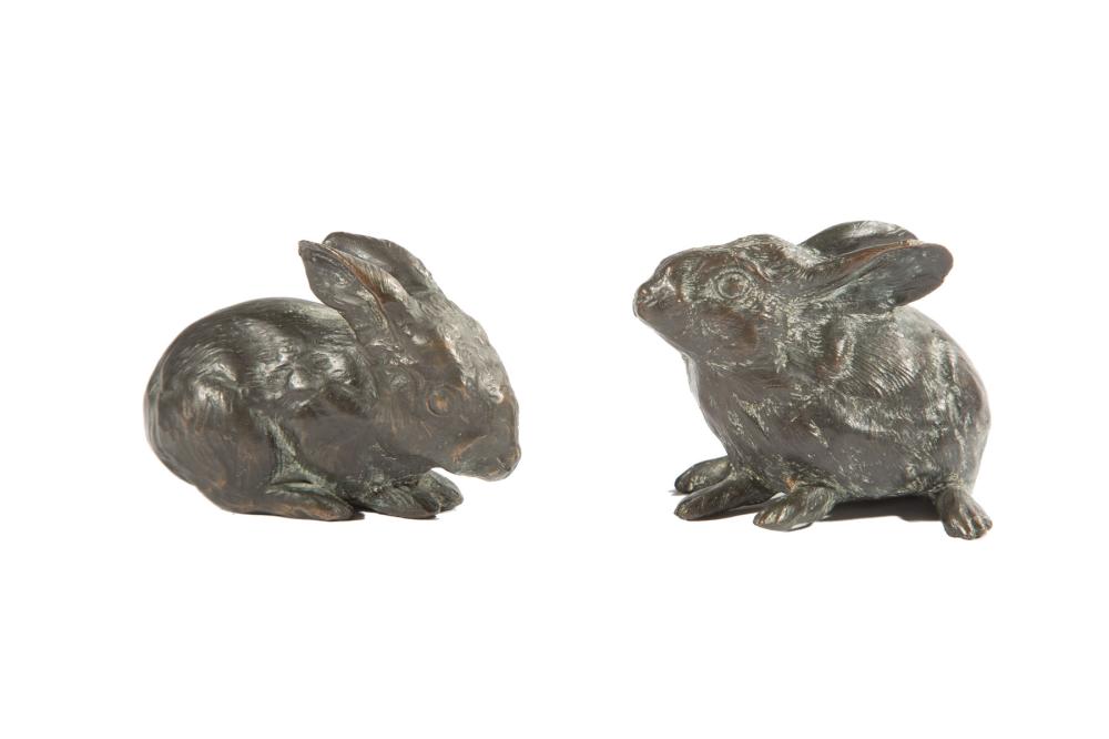 Appraisal: Mark Rossi American b Pair of Baby Cottontails bronze both