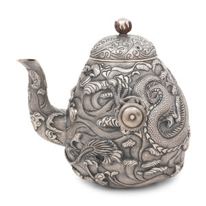 Appraisal: A Massive Chinese Export Silver Coffee Pot th Century hallmarked