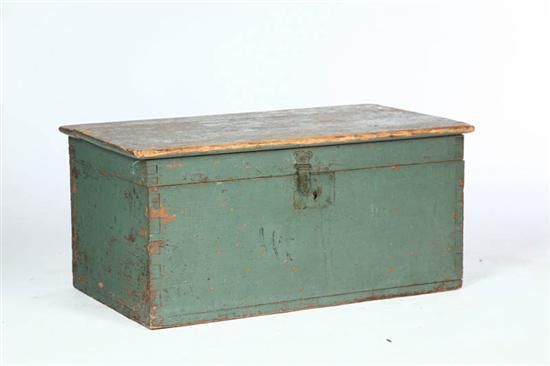 Appraisal: STRONG BOX American th century pine Old worn green blue