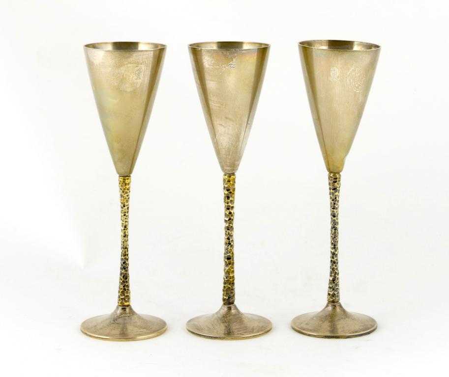 Appraisal: A SET OF THREE ELIZABETH II PARCEL GILT SILVER CHAMPAGNE