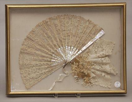 Appraisal: Framed Mother-of-Pearl Fan Provenance from the Estate of Emma Pauline