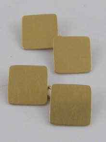 Appraisal: A pair of yellow metal tests ct gold square cufflinks