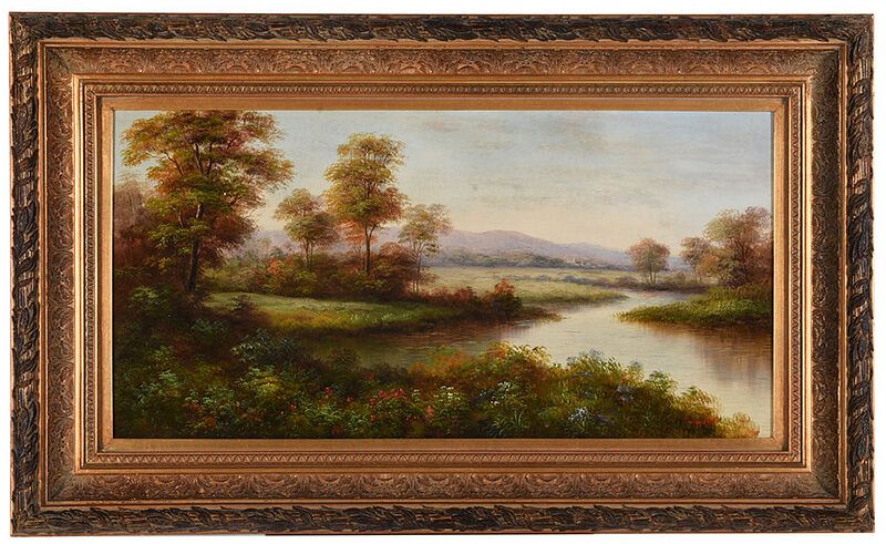 Appraisal: British School Decorative Painting th st century Landscape unsigned oil