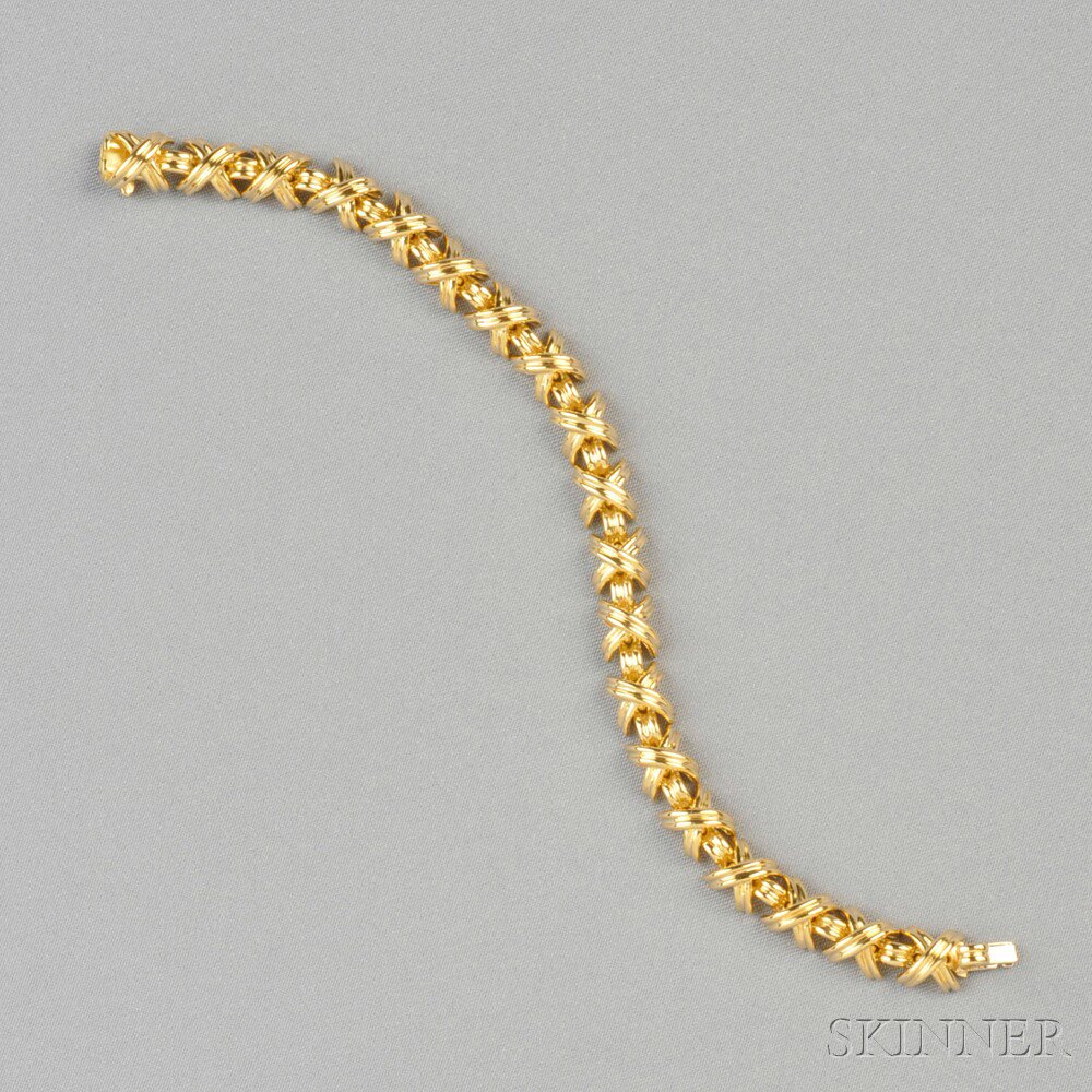 Appraisal: kt Gold Signature Bracelet Tiffany Co composed of X -form