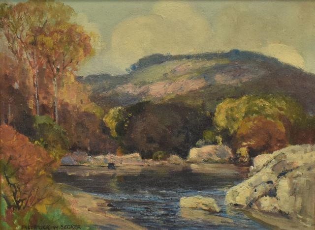 Appraisal: Framed oil on canvas board River Landscape signed lower left