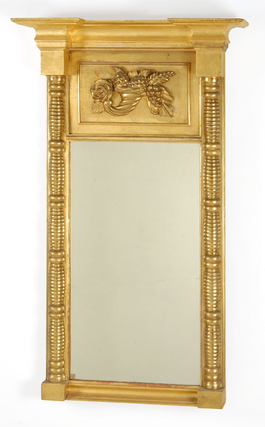 Appraisal: FEDERAL CARVED WOOD AND GILT GESSO MIRROR American Circa Upper