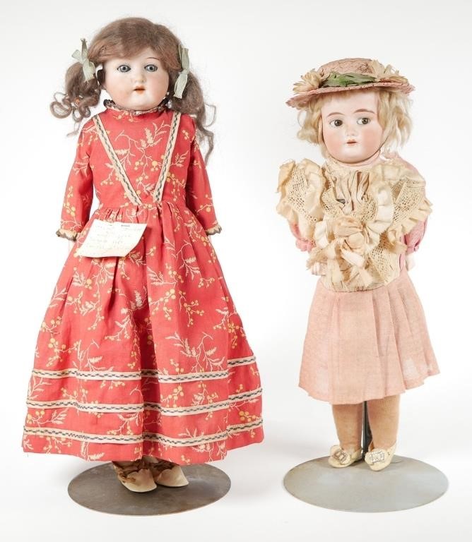 Appraisal: TWO GERMAN BISQUE ANTIQUE DOLLSC porcelain dolls Imitation kid or