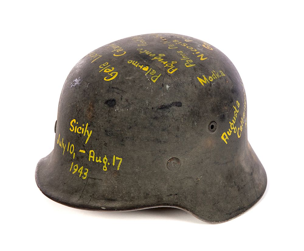 Appraisal: WWII Helmet Tour of Sicily Good condition with normal wear