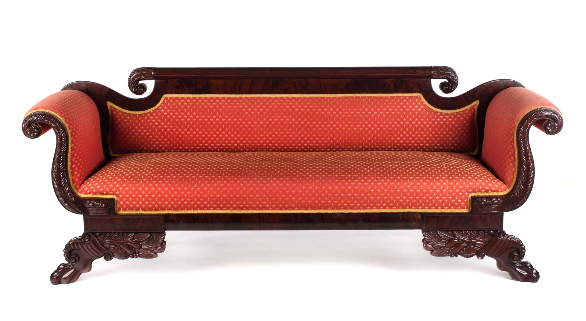 Appraisal: American Classical mahogany sofa New York circa rolling pin crest