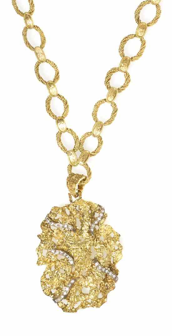 Appraisal: An Karat Gold and Diamond Necklace Larry consisting of a