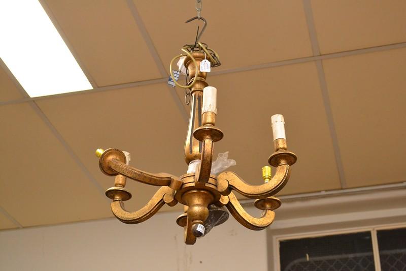 Appraisal: A FRENCH GILT SIX BRANCH CHANDELIER A FRENCH GILT SIX