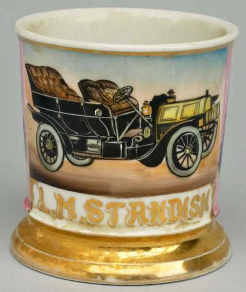 Appraisal: Automobile Shaving Mug Gilded L M Standish Germany stamp on