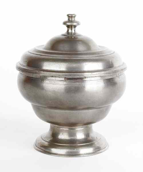 Appraisal: Lancaster Pennsylvania pewter sugar bowl ca bearing the touch of