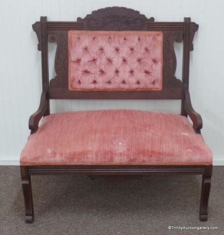 Appraisal: Antique Eastlake Mahogany Bustle or Slipper Chair This is for