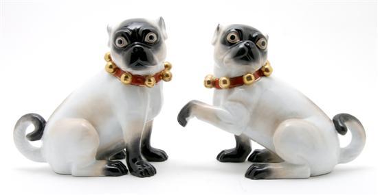 Appraisal: Pair of Continental Porcelain Figures of Dogs probably Italian each