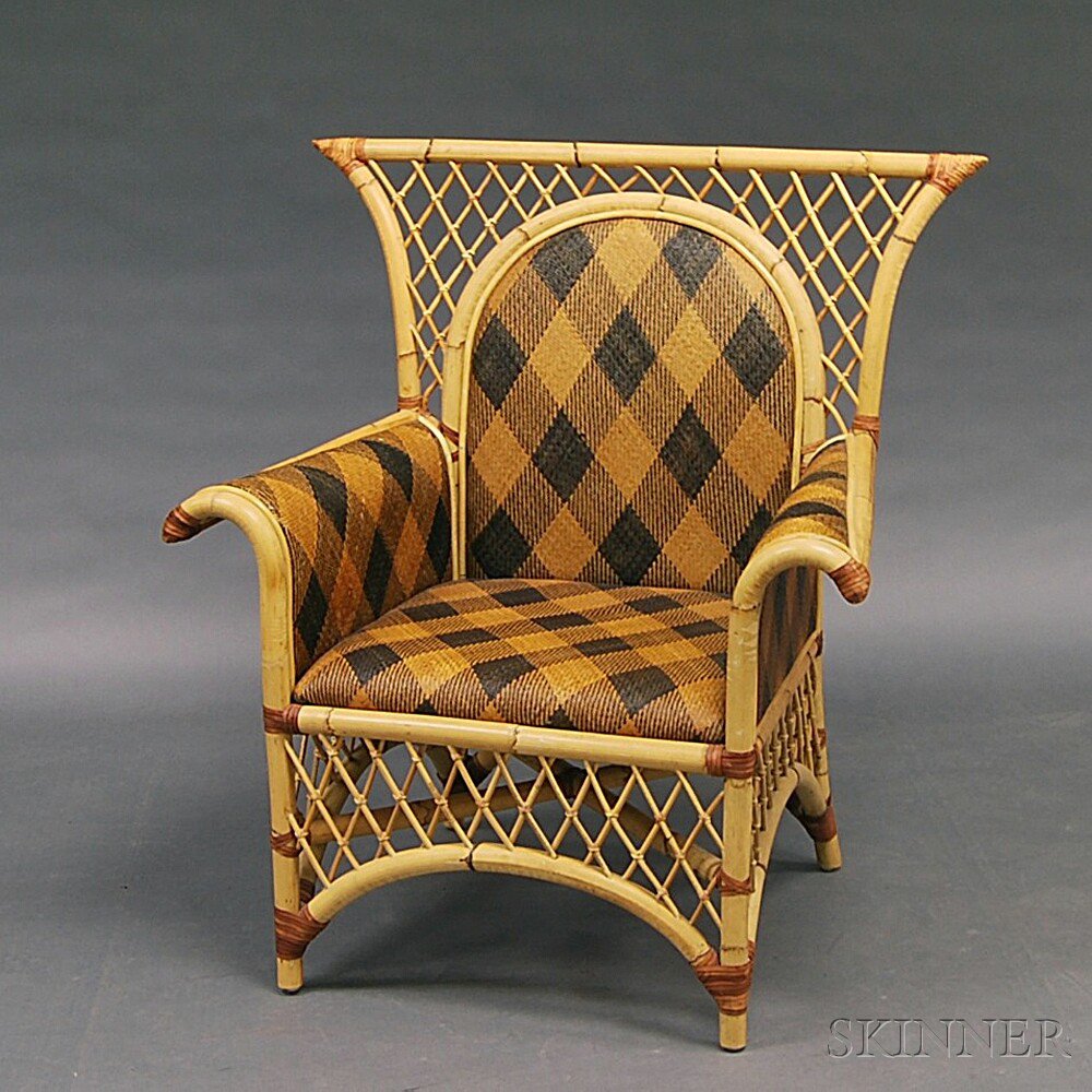 Appraisal: MacKenzie-Childs Bamboo Armchair late th century ht wd dp in