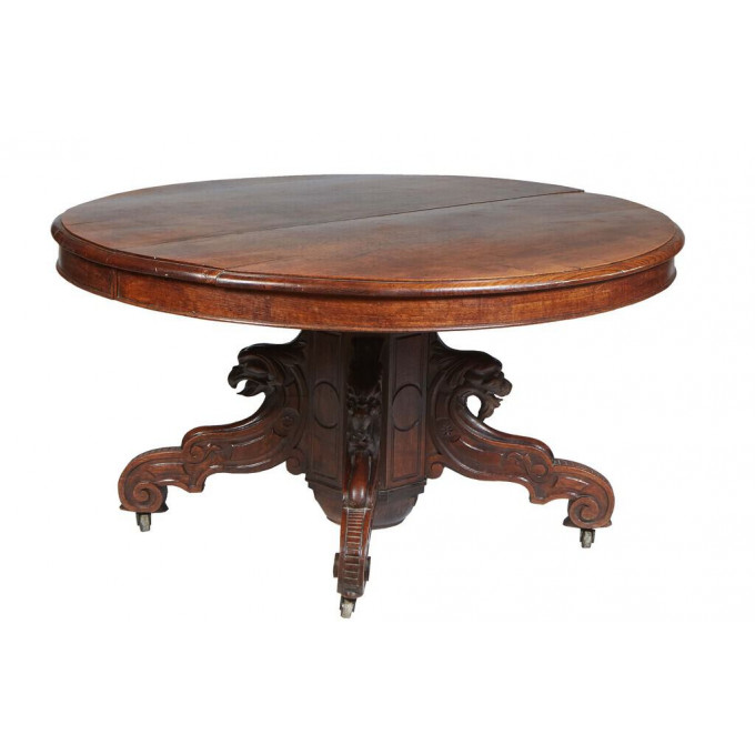 Appraisal: French Carved Oak Henri II Dining Table c the stepped