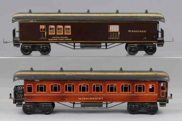 Appraisal: BING GAUGE TRAIN CARS Includes ''Mississippi '' sleeping car with