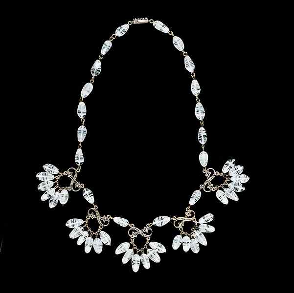 Appraisal: Marcasite and White Bead Neckalce A Marcasite necklace with opaque