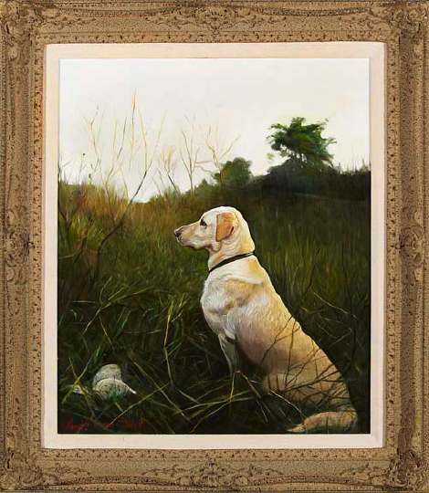 Appraisal: Richard Turner American Texas b Yellow Lab oil on canvas