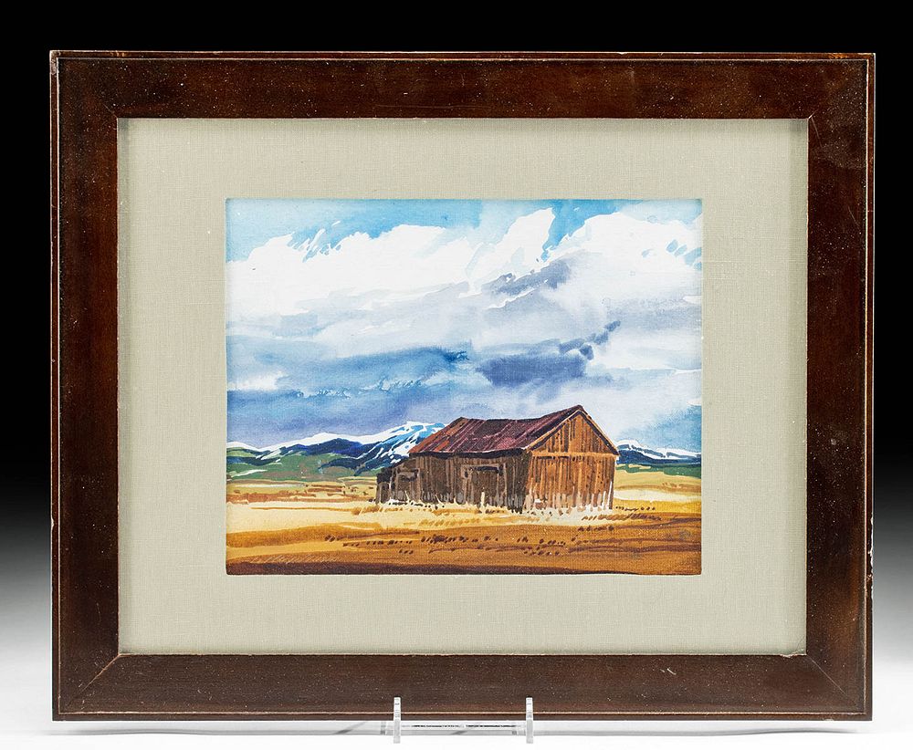 Appraisal: Framed Contemporary Kaplinski Painting - Colorado Barn Buffalo Kaplinski American