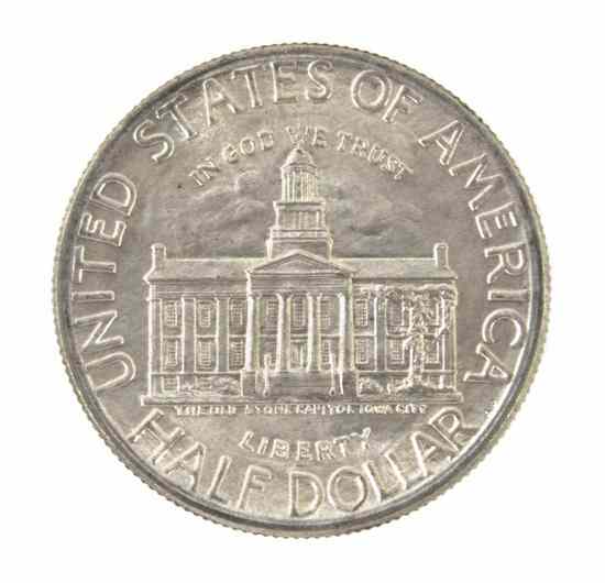 Appraisal: A U S Iowa Centennial Commemorative Silver Half Dollar