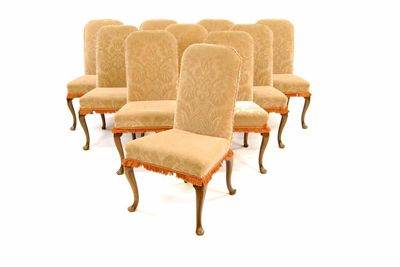 Appraisal: A set of ten walnut dining chairs in George I