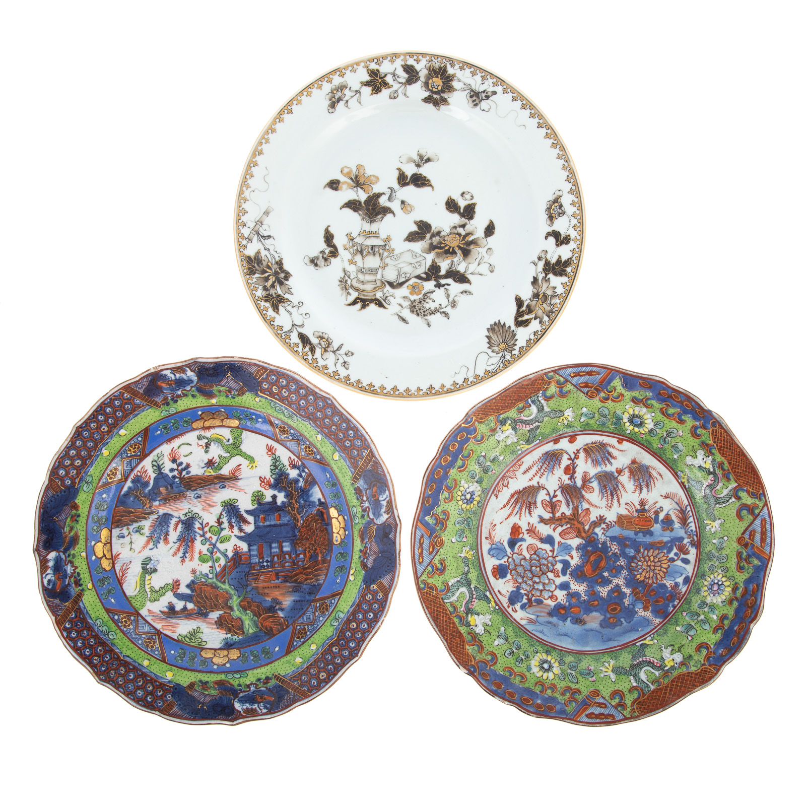 Appraisal: THREE CHINESE EXPORT PLATES Qianlong Era circa - two Dutch