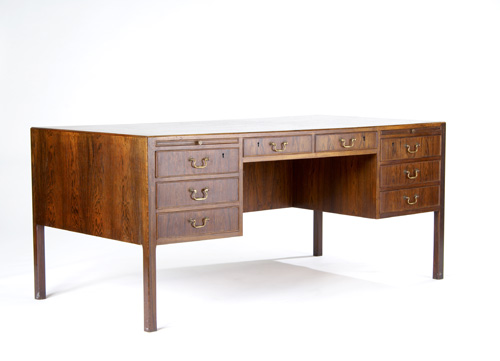 Appraisal: ARNE VODDER Rosewood eight-drawer partner's desk x x