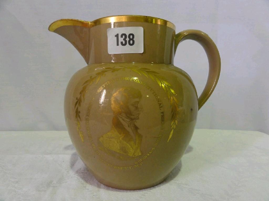 Appraisal: An early th century Reform jug with buff coloured ground