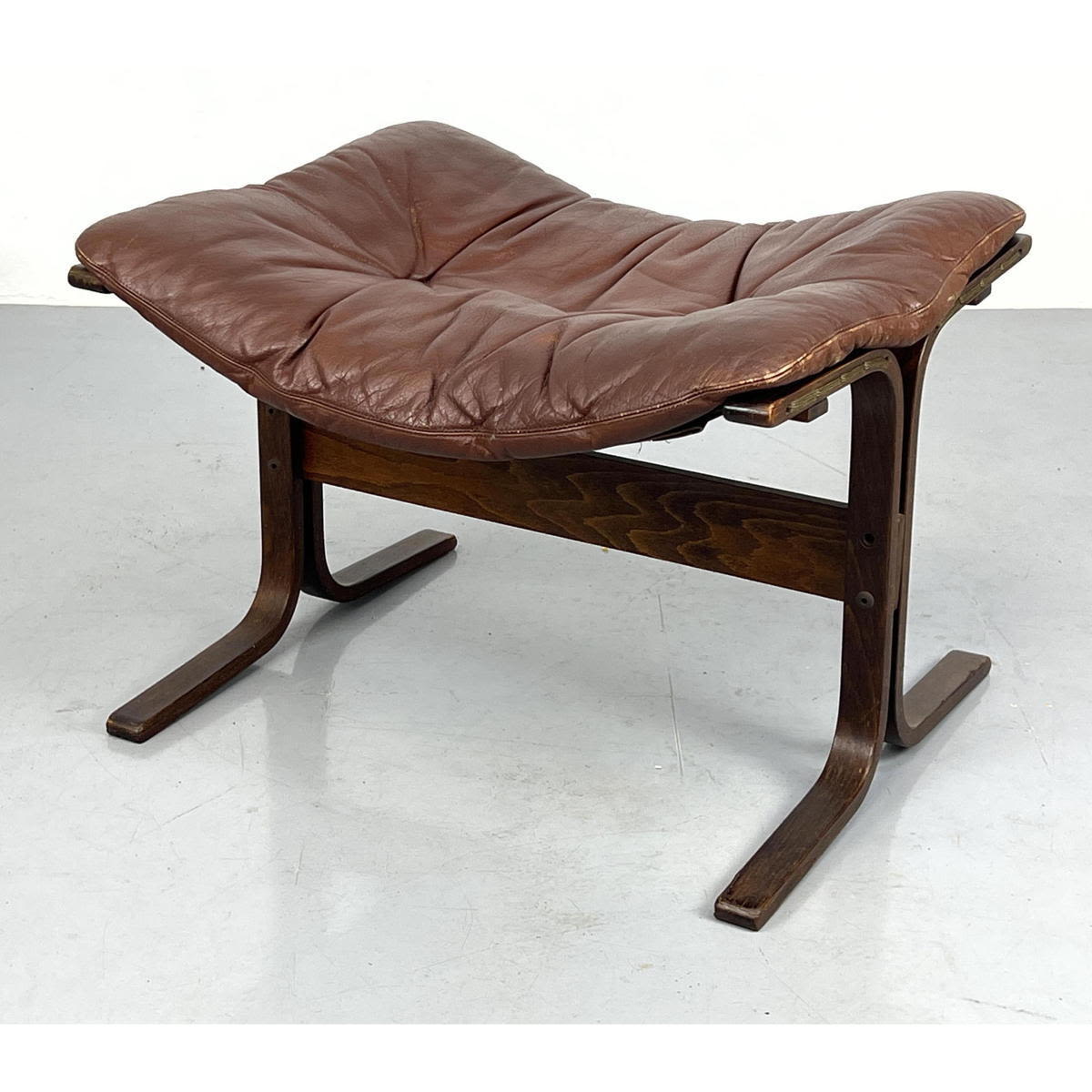 Appraisal: INGMAR RELLING for WESTNOFA Ottoman Stool Leather Seat Cushion Dimensions