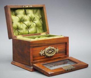 Appraisal: Late th c jewelry box A late th century mahogany