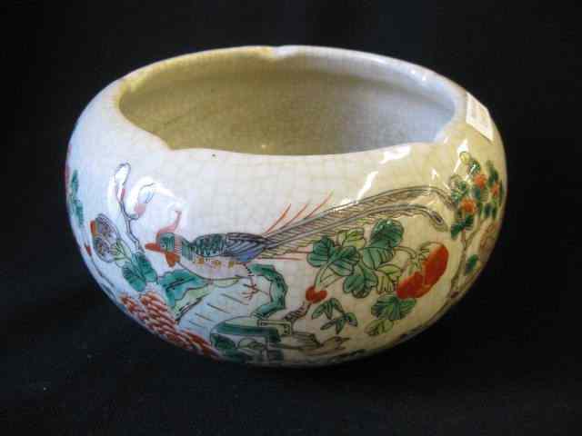 Appraisal: Chinese Pottery Vase bird floral decor - '' diameter ''