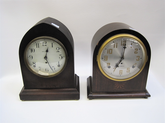 Appraisal: TWO AMERICAN MAHOGANY CASED MANTEL CLOCKS Plymouth Clock Co time