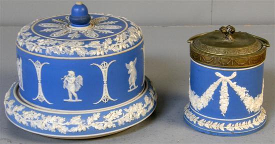 Appraisal: Victorian jasperware cheese dome with applied decoration and a similar