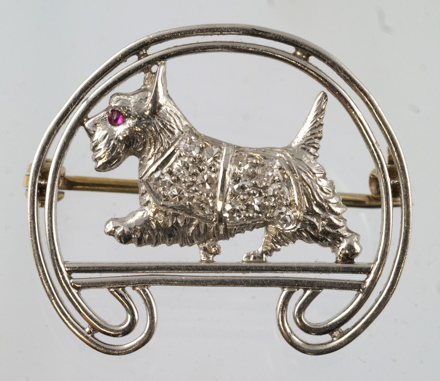 Appraisal: JE Caldwell platinum and diamond Scottie dog pin body set