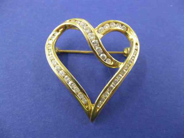 Appraisal: Diamond Heart Brooch diamonds high grade in k yellow gold