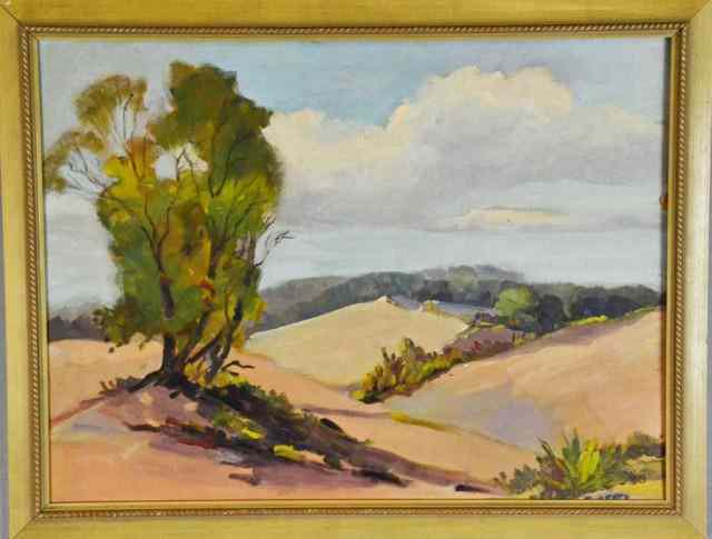 Appraisal: American School Landscape Oil Painting On Canvas BDepicting trees hills