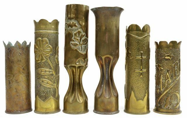 Appraisal: lot of French WWI-era trench art vases fashioned from artillery