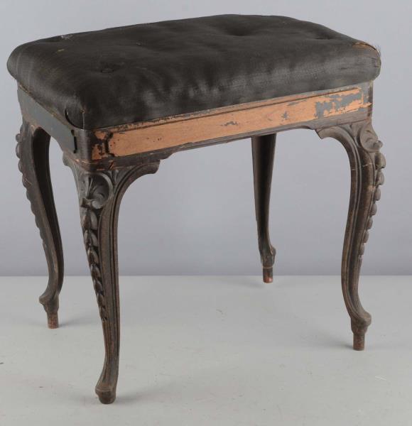 Appraisal: Antique Briggs Ottoman Stool With Cast-Iron Legs This piano bench