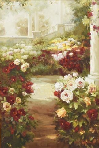 Appraisal: Decorative framed oil on canvas painting Garden Blooms signed lower