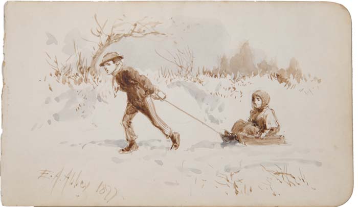 Appraisal: EDWIN AUSTIN ABBEY American - THE SLEDDING TRIP A small