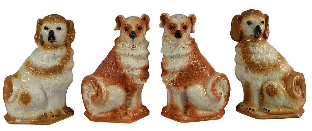 Appraisal: Two Pairs of Staffordshire King Charles Spaniels having brown and