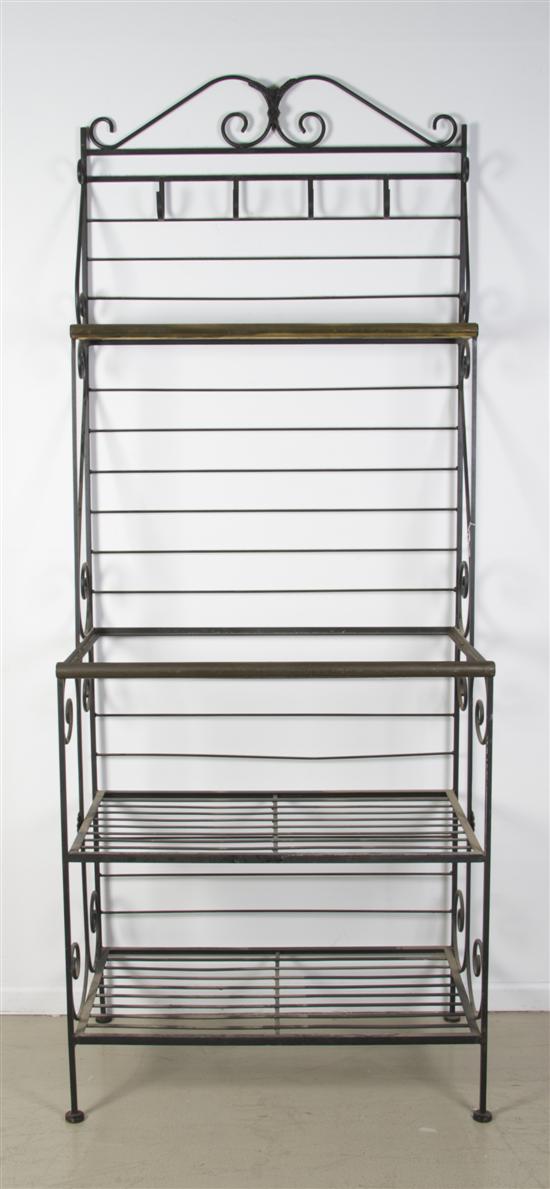 Appraisal: A Brass and Steel Bakers Rack Height x width x