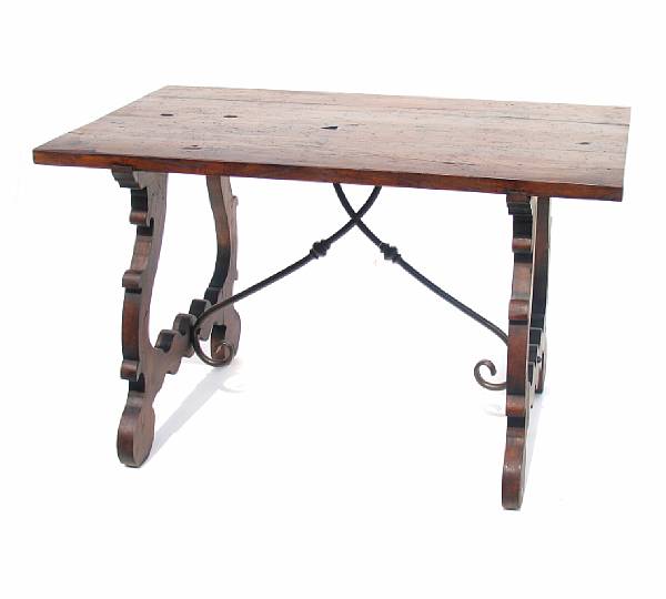 Appraisal: A Spanish style trestle table height in width ft in