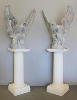 Appraisal: Large and Impressive Pair of Zinc Eagles o Pedestals These